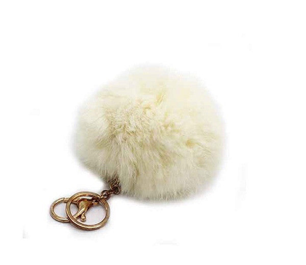 RABBIT FUR POMPOM KEYCHAIN/BAG CHARM 10CM MEDIUM - langshop